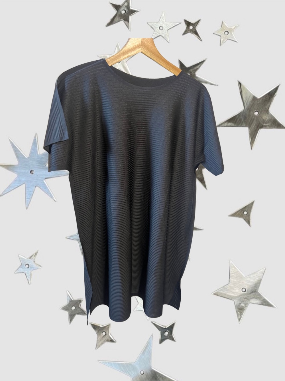 Issey Miyake Pleats Please APOC Textured Black Short-Sleeve Tunic